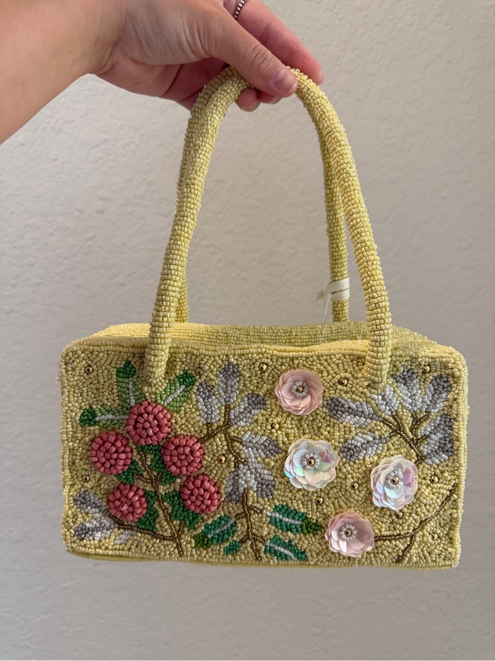 Viral Yellow Floral Beaded Box Style Shoulder Bag New Release